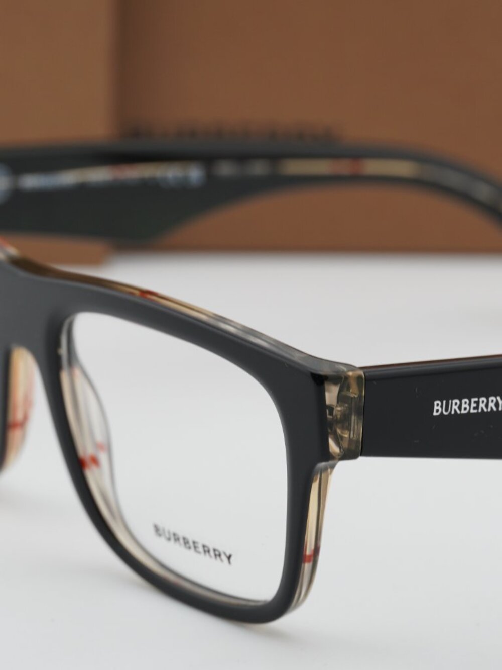 Burberry BE2411 4121 Rectangle Eyeglasses 53mm - Black on Vintage Check - Picture 3 of 11